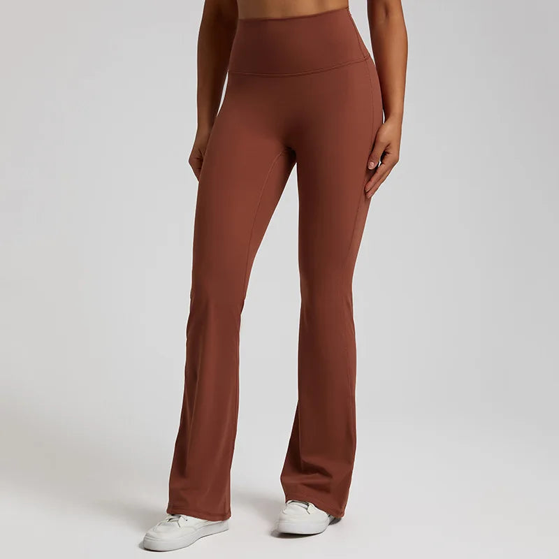 Nylon spandex knit high waist bootcut yoga leggings with 8-way stretch - product image