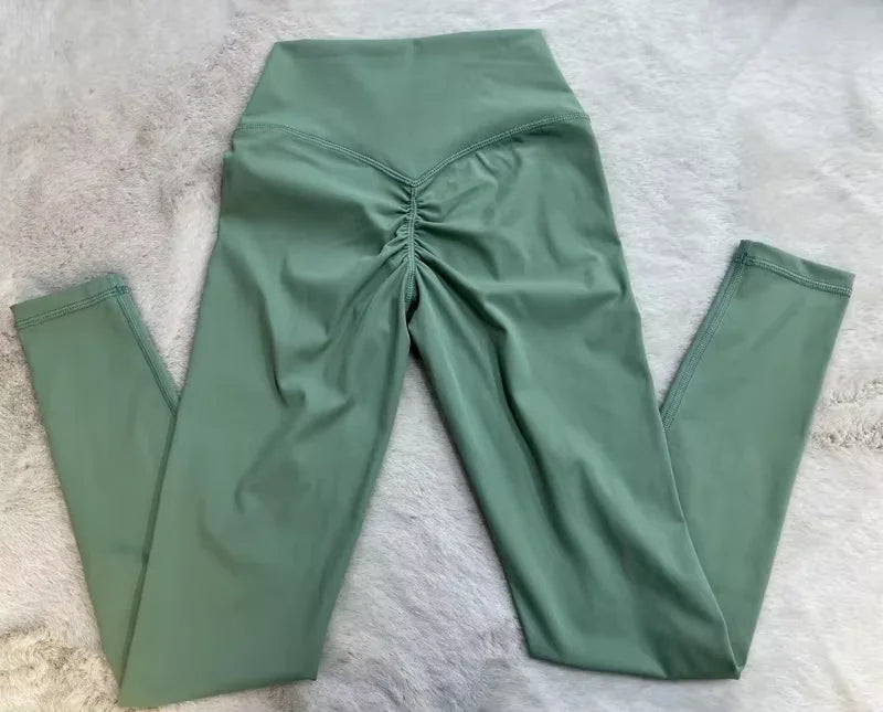Nylon spandex knit high waist v-shape invisible hip shaper sports leggings women - product image