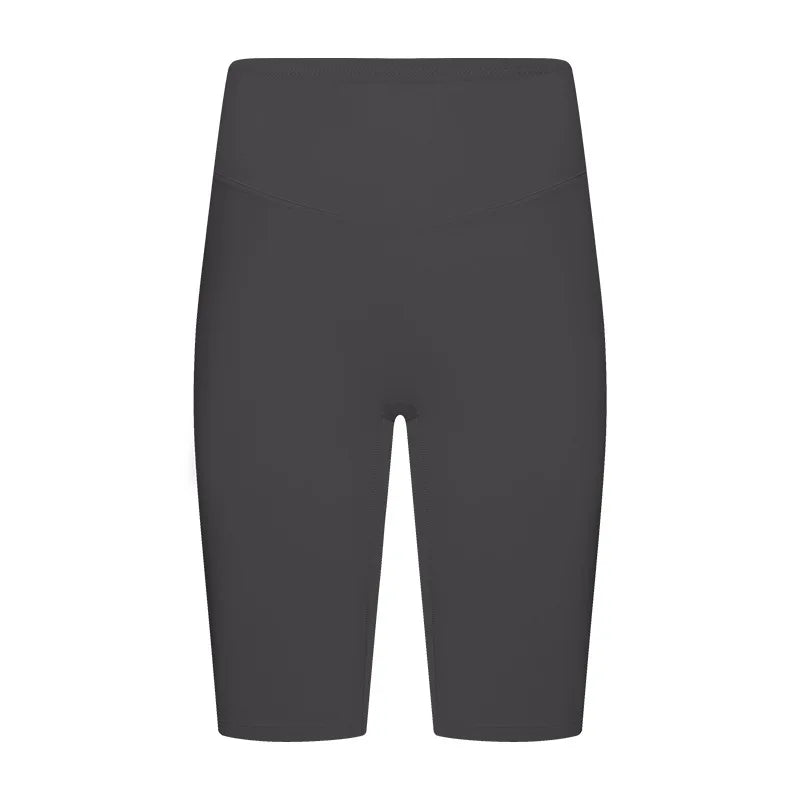 Nylon spandex knit women's high-waisted tummy control five-point yoga shorts - product image
