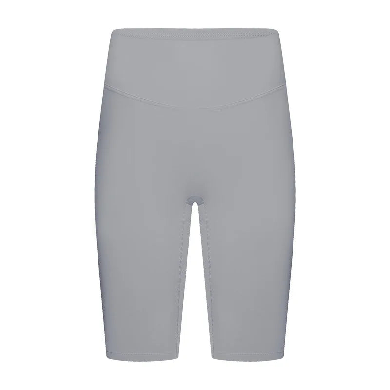 Nylon spandex knit women's high-waisted tummy control five-point yoga shorts - product image