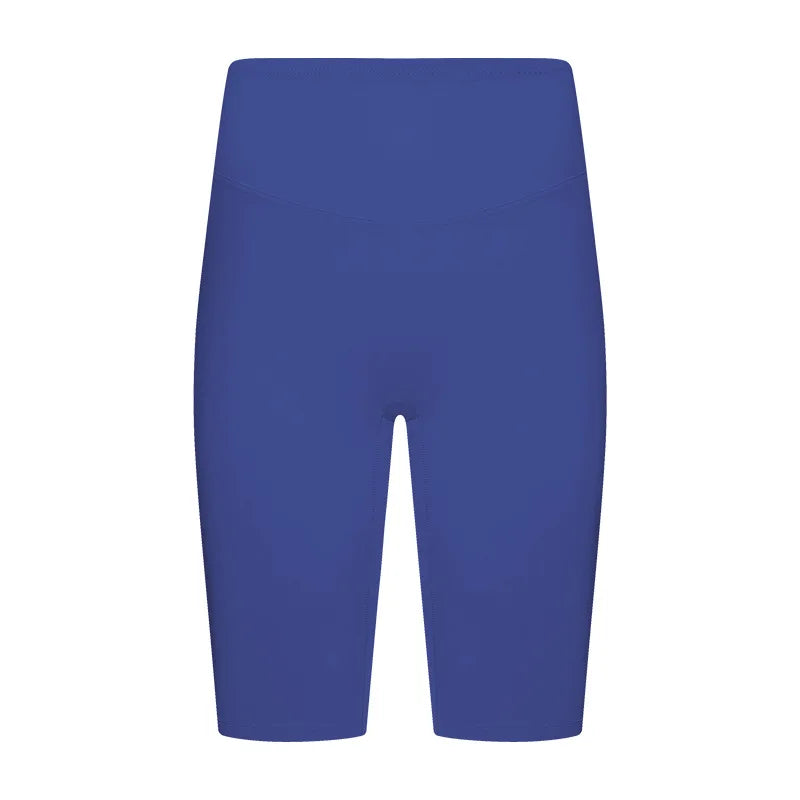 Nylon spandex knit women's high-waisted tummy control five-point yoga shorts - product image
