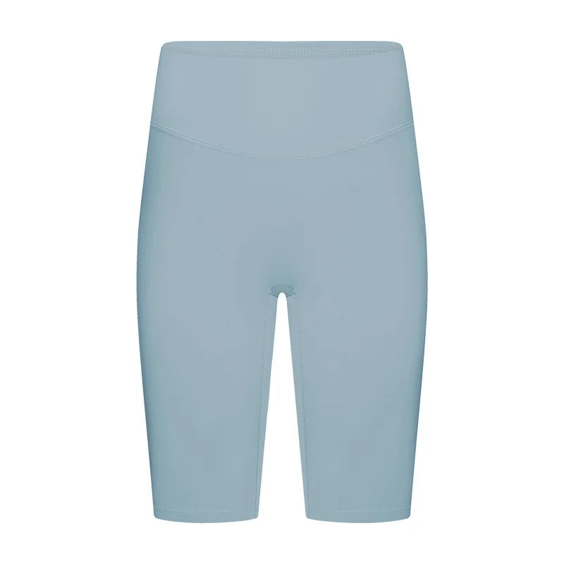 Nylon spandex knit women's high-waisted tummy control five-point yoga shorts - product image