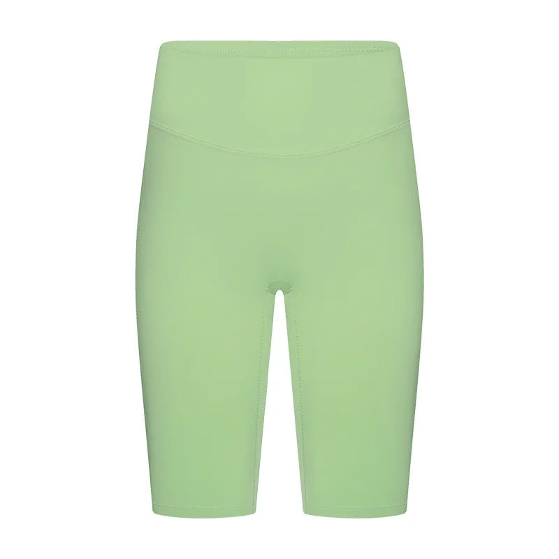 Nylon spandex knit women's high-waisted tummy control five-point yoga shorts - product image