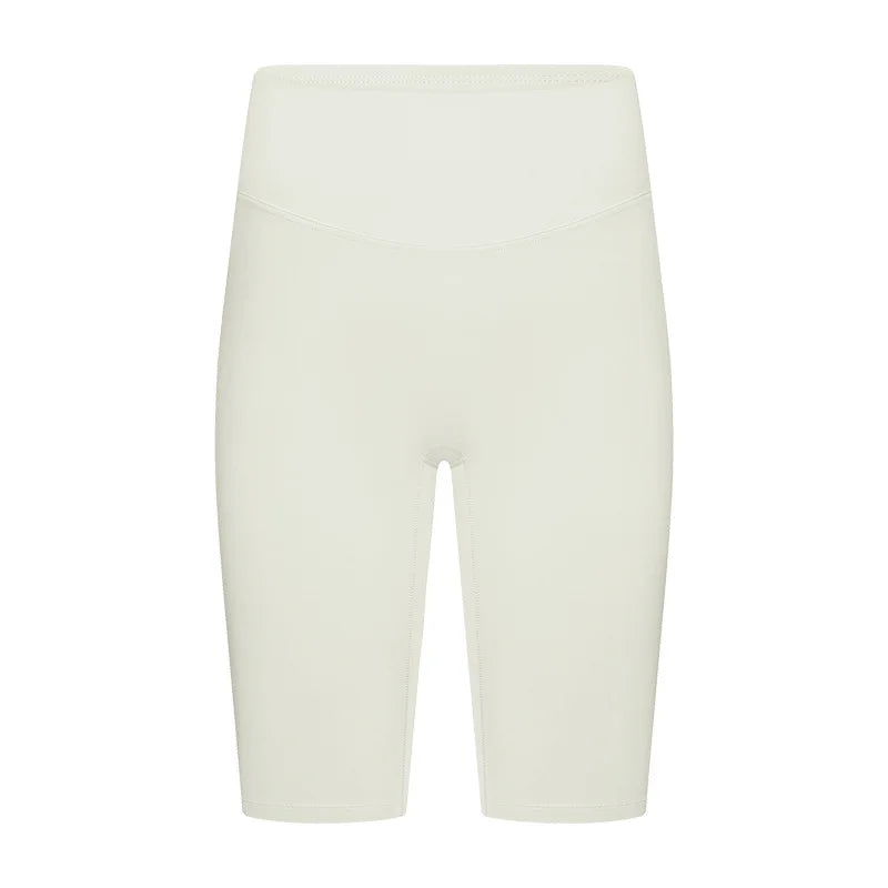 Nylon spandex knit women's high-waisted tummy control five-point yoga shorts - product image