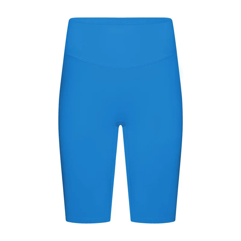 Nylon spandex knit women's high-waisted tummy control five-point yoga shorts - product image