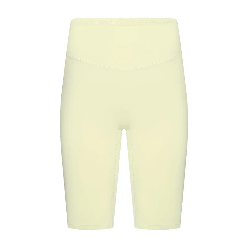 Nylon spandex knit women's high-waisted tummy control five-point yoga shorts - product image