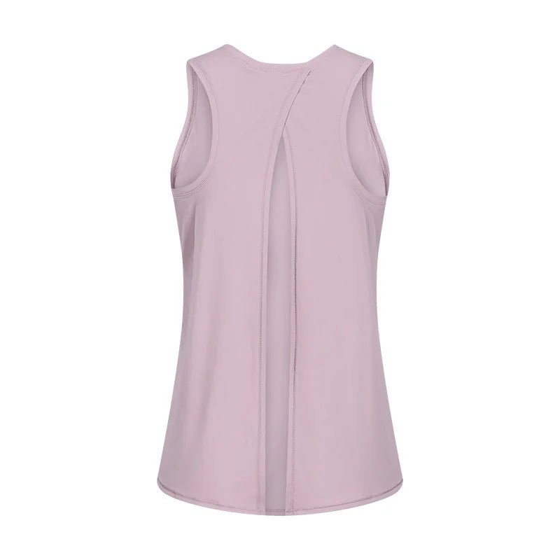 Nylon spandex naked-feel loose fit athletic yoga vest women's jogger tank top - product image