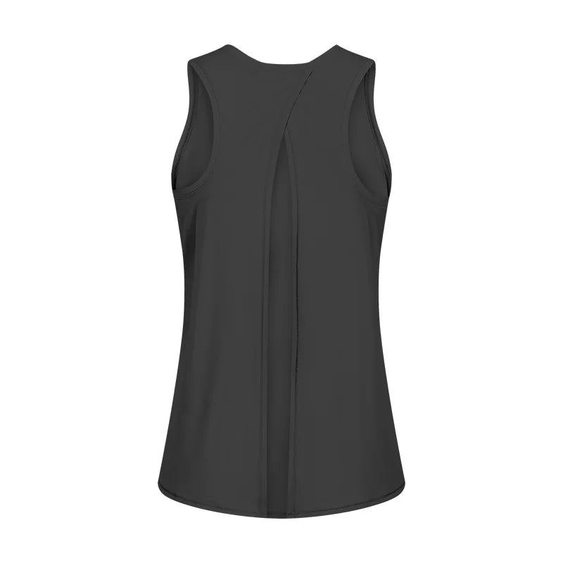 Nylon spandex naked-feel loose fit athletic yoga vest women's jogger tank top - product image