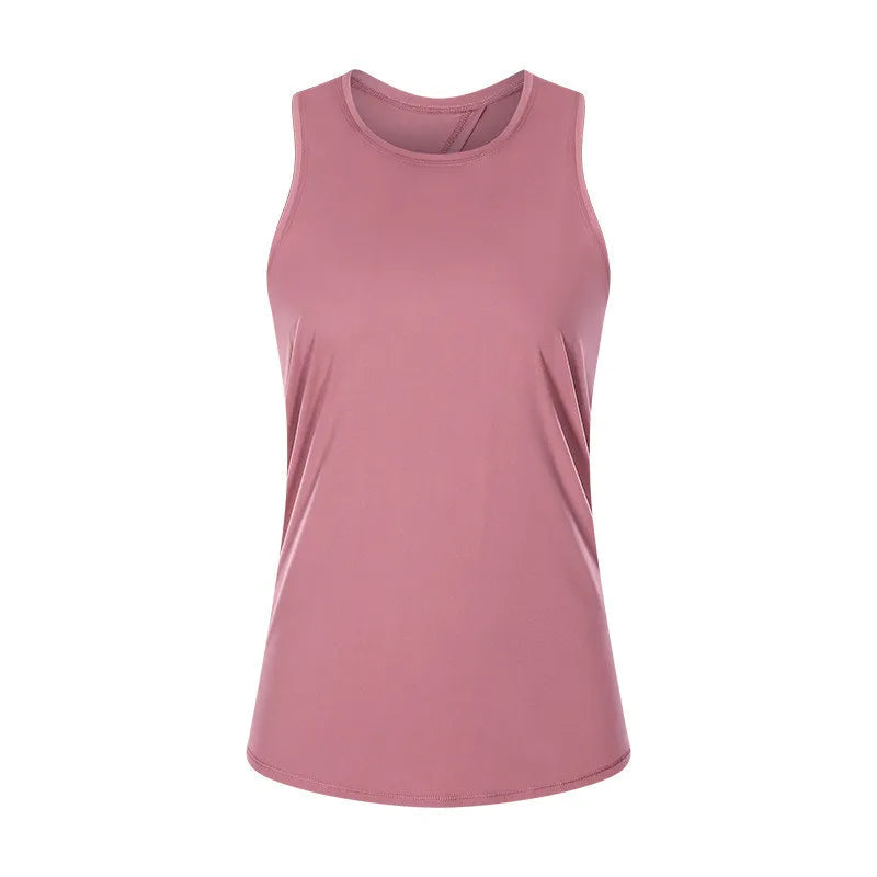 Nylon spandex naked-feel loose fit athletic yoga vest women's jogger tank top - product image