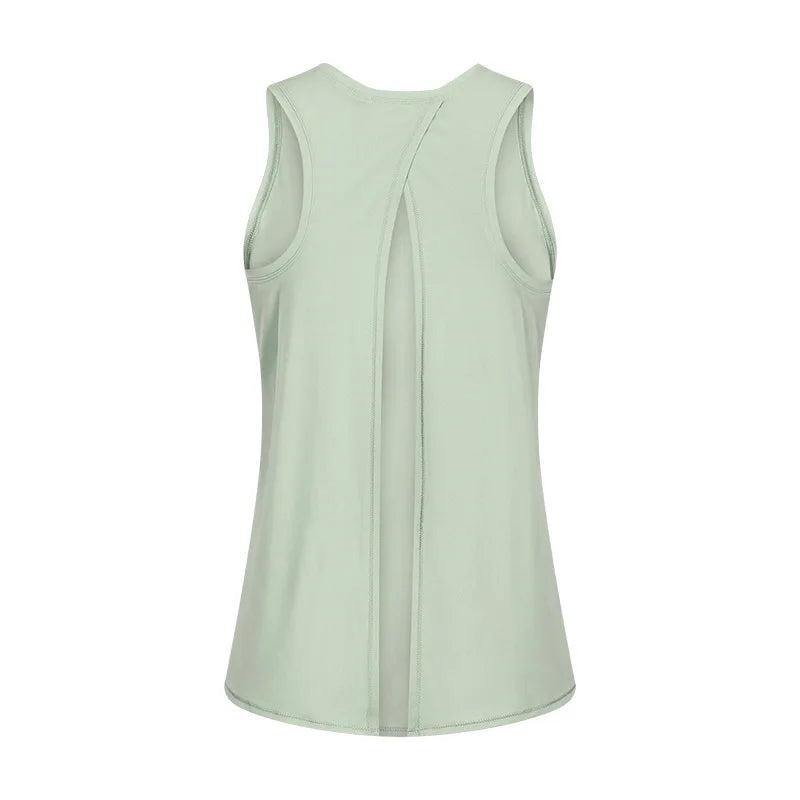 Nylon spandex naked-feel loose fit athletic yoga vest women's jogger tank top - product image
