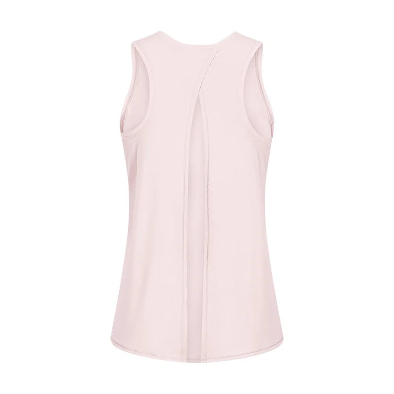 Nylon spandex naked-feel loose fit athletic yoga vest women's jogger tank top - product image