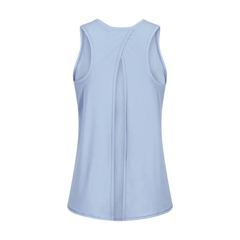 Nylon spandex naked-feel loose fit athletic yoga vest women's jogger tank top - product image