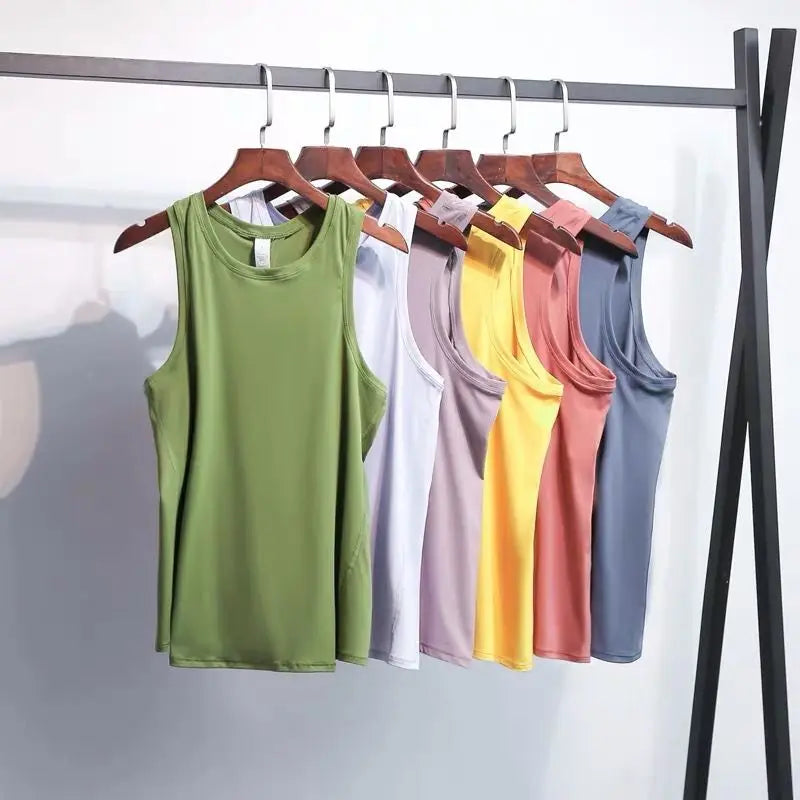 Nylon spandex naked-feel loose fit athletic yoga vest women's jogger tank top - product image