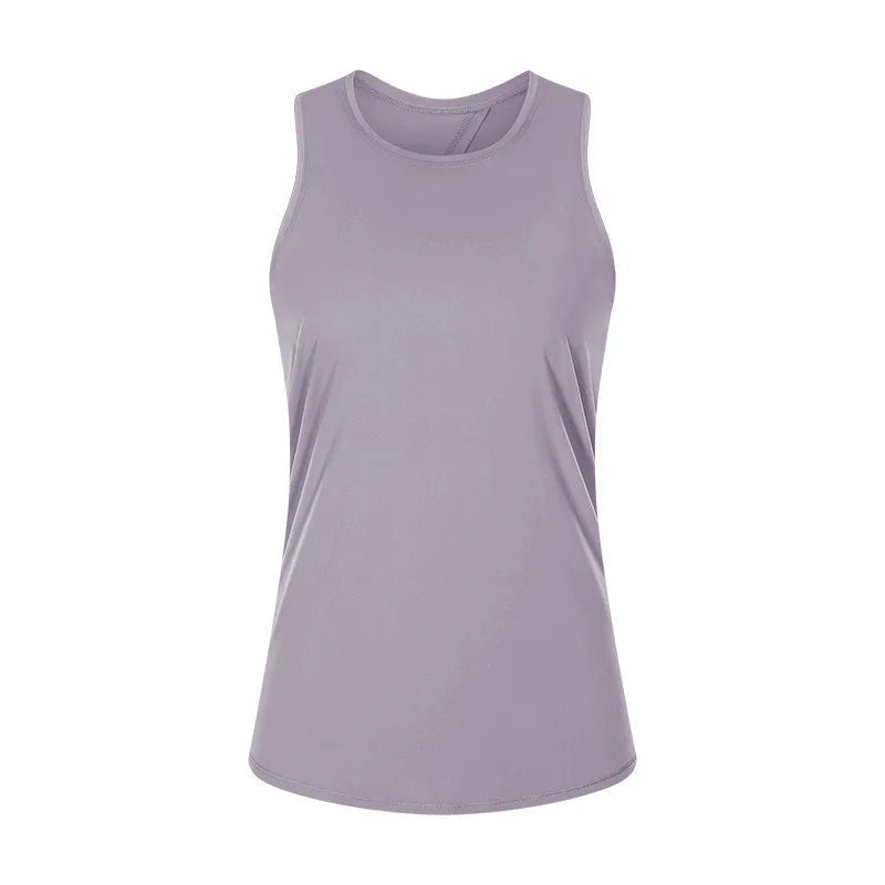 Nylon spandex naked-feel loose fit athletic yoga vest women's jogger tank top - product image