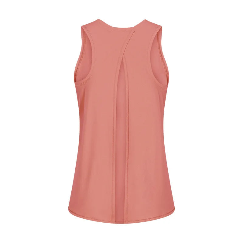 Nylon spandex naked-feel loose fit athletic yoga vest women's jogger tank top - product image