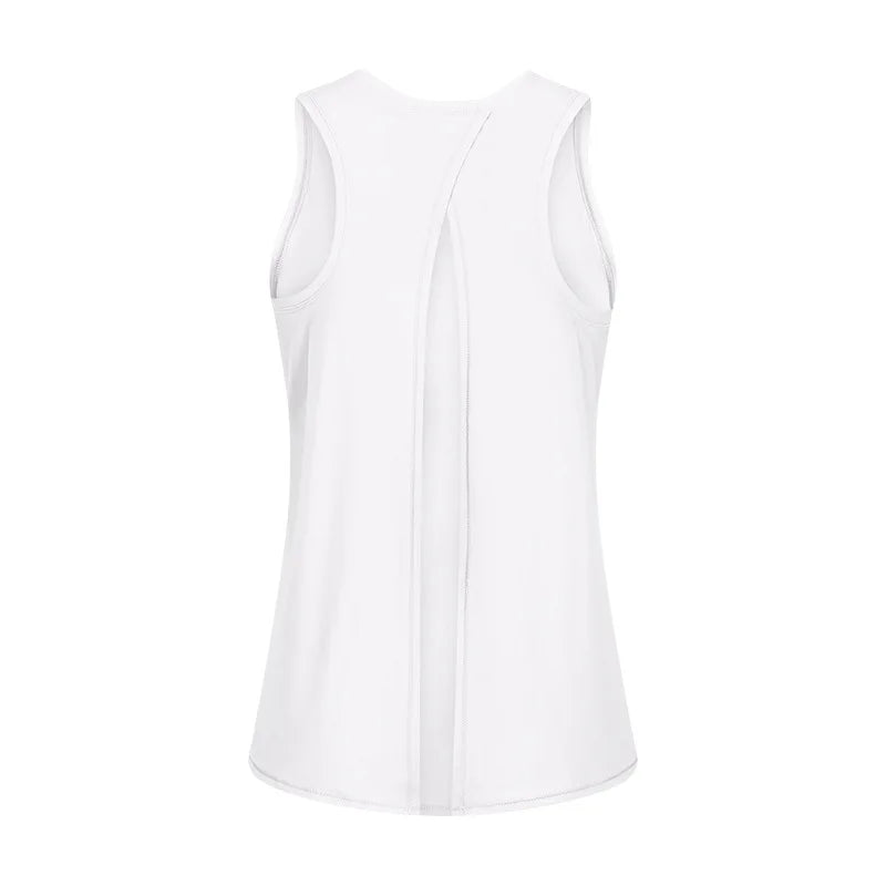 Nylon spandex naked-feel loose fit athletic yoga vest women's jogger tank top - product image