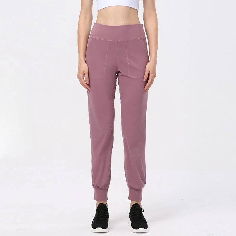 Nylon tat weave high waist girdle yoga pants women's elastic waist no pocket - product image