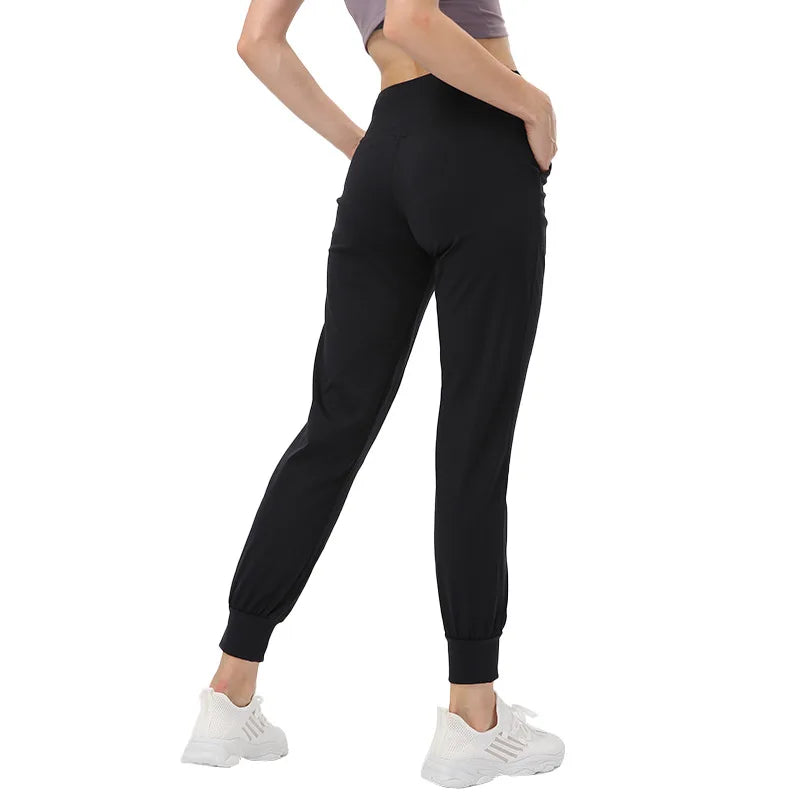 Nylon tat weave high waist girdle yoga pants women's elastic waist no pocket - product image