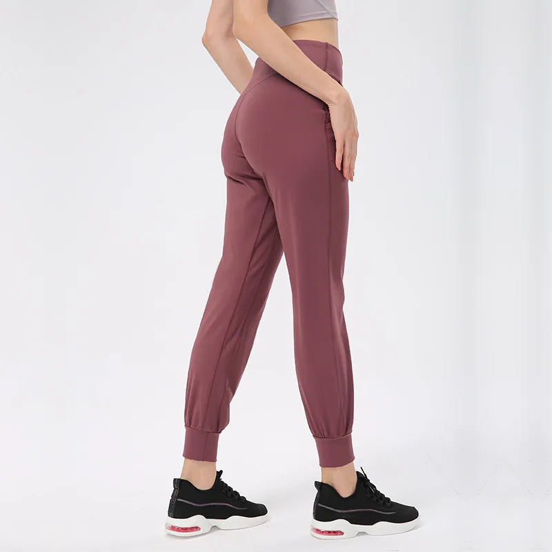 Nylon tat weave high waist girdle yoga pants women's elastic waist no pocket - product image