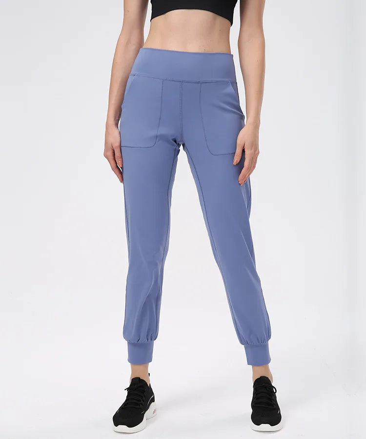 Nylon tat weave high waist girdle yoga pants women's elastic waist no pocket - product image