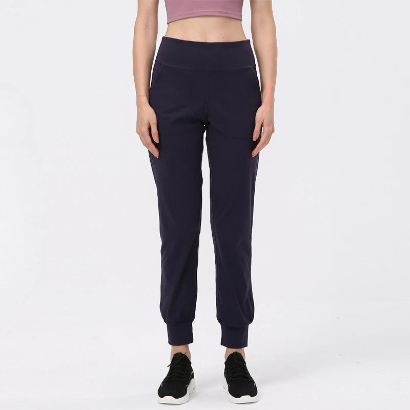 Nylon tat weave high waist girdle yoga pants women's elastic waist no pocket - product image