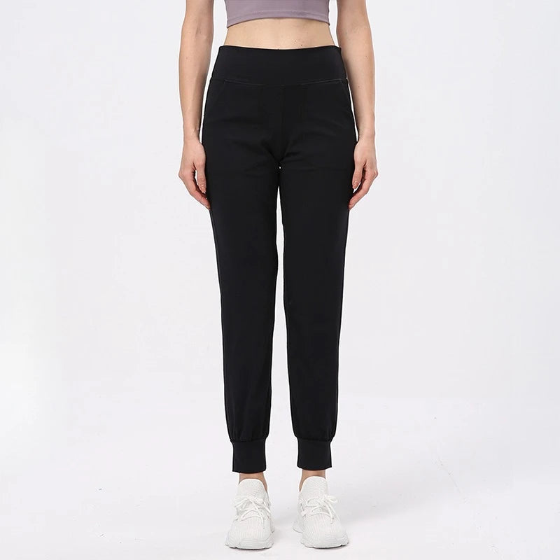 Nylon tat weave high waist girdle yoga pants women's elastic waist no pocket - product image