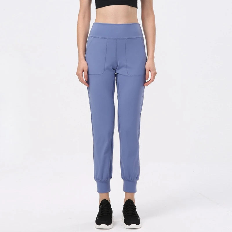 Nylon tat weave high waist girdle yoga pants women's elastic waist no pocket - product image