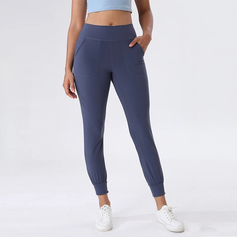 Nylon tat weave high waist girdle yoga pants women's elastic waist no pocket - product image