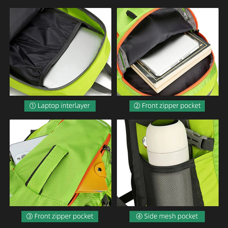 Nylon ultralight waterproof softback outdoor sports backpack with multiple pockets - product image