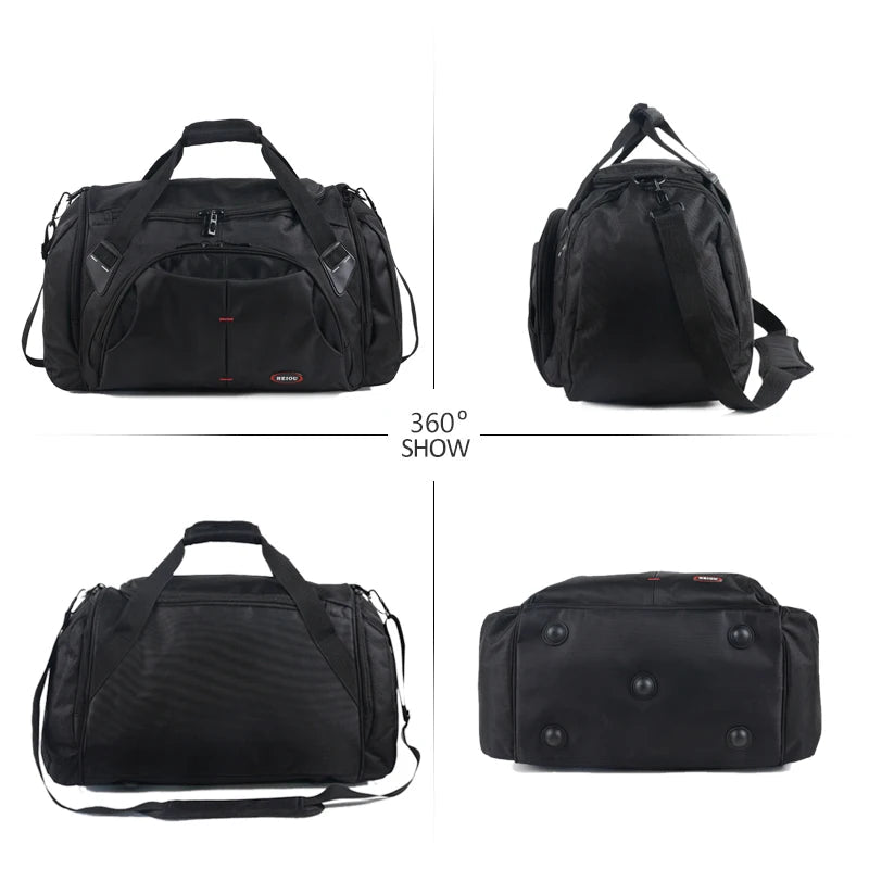 Nylon waterproof large capacity gym bag with independent shoe storage and multi-pocket design - product image