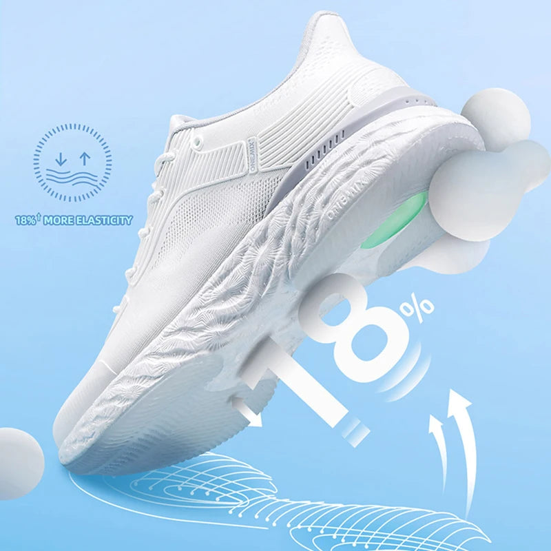 White Mesh Running Shoes With Pu Insole Rubber Outsole Lunarlite Tech - Product Image