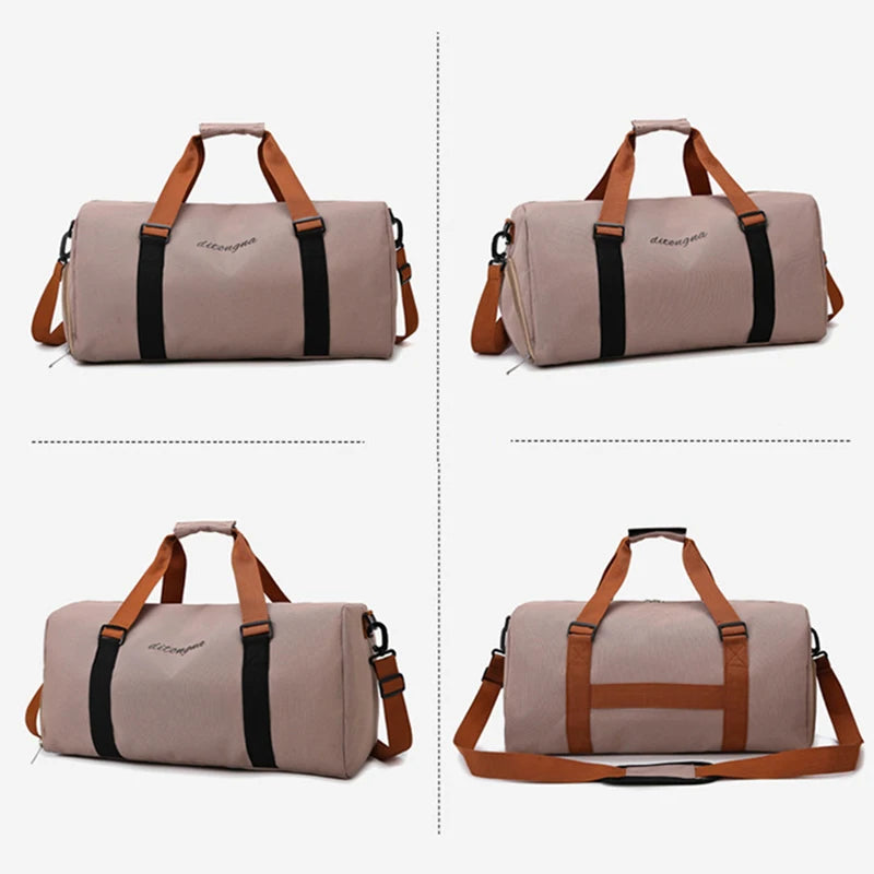 Oxford large capacity gym duffel bag with wet dry separation, shoe compartment, and yoga mat strap - product image