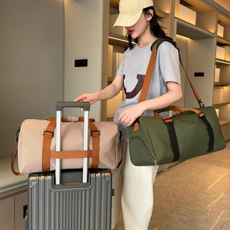 Oxford large capacity gym duffel bag with wet dry separation, shoe compartment, and yoga mat strap - product image