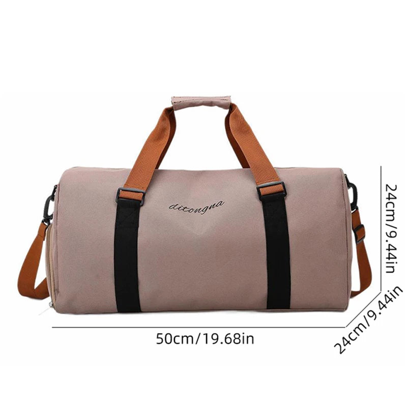 Oxford large capacity gym duffel bag with wet dry separation, shoe compartment, and yoga mat strap - product image