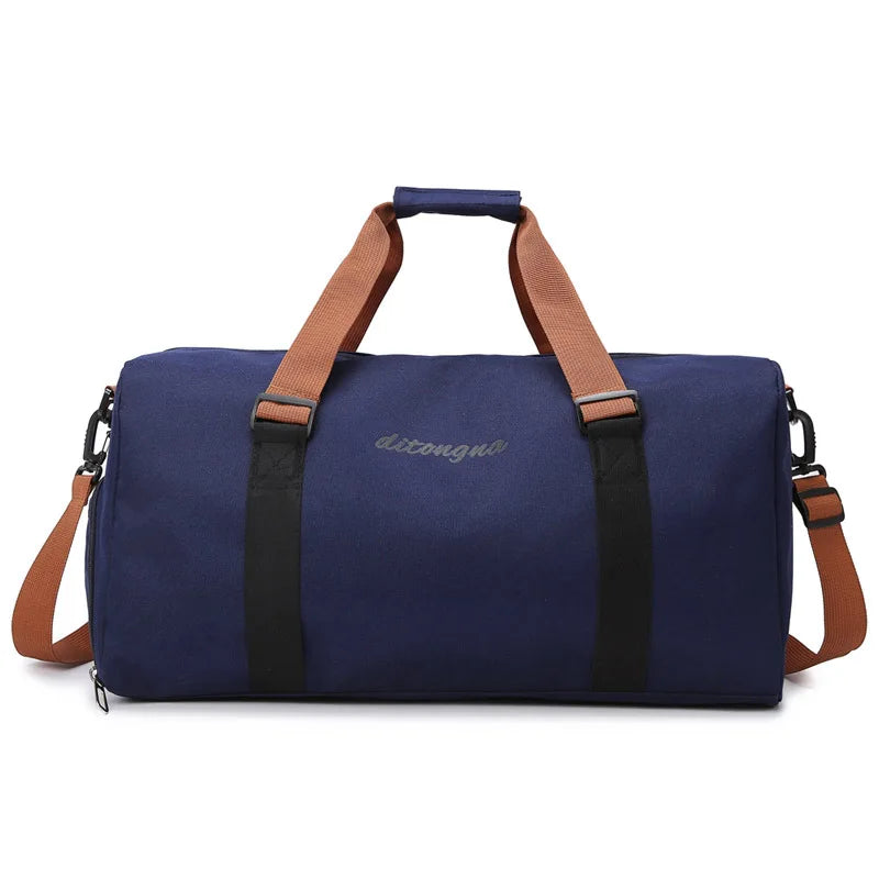 Oxford large capacity gym duffel bag with wet dry separation, shoe compartment, and yoga mat strap - product image