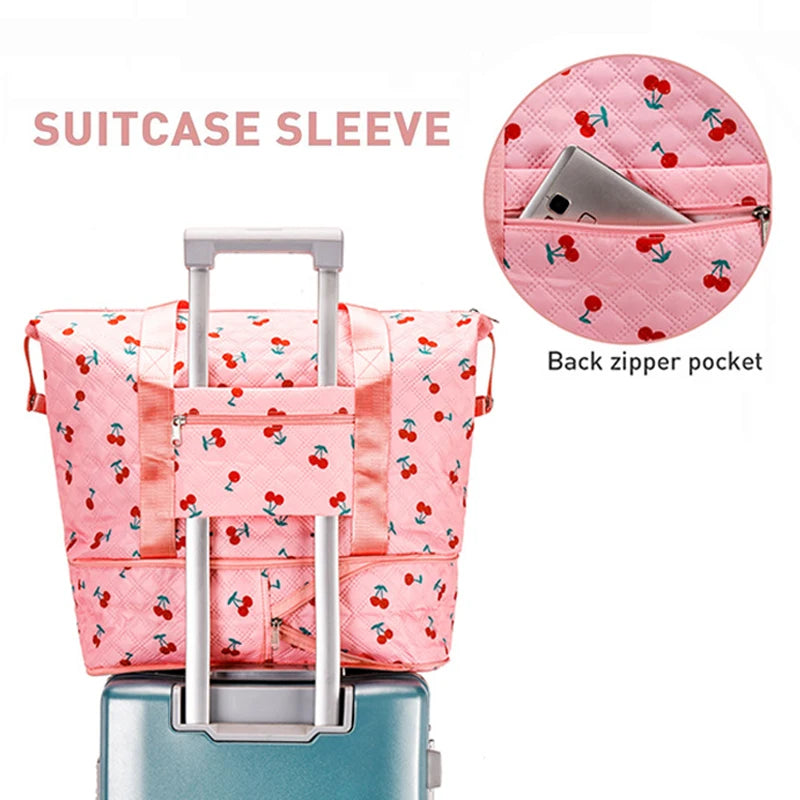 Oxford lightweight large capacity casual tote bag with expansion zipper and multiple pockets - product image