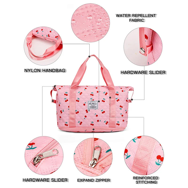 Oxford lightweight large capacity casual tote bag with expansion zipper and multiple pockets - product image