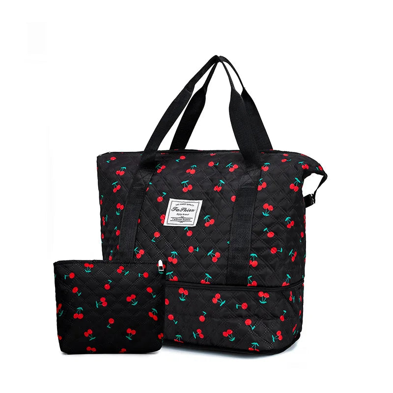 Oxford lightweight large capacity casual tote bag with expansion zipper and multiple pockets - product image