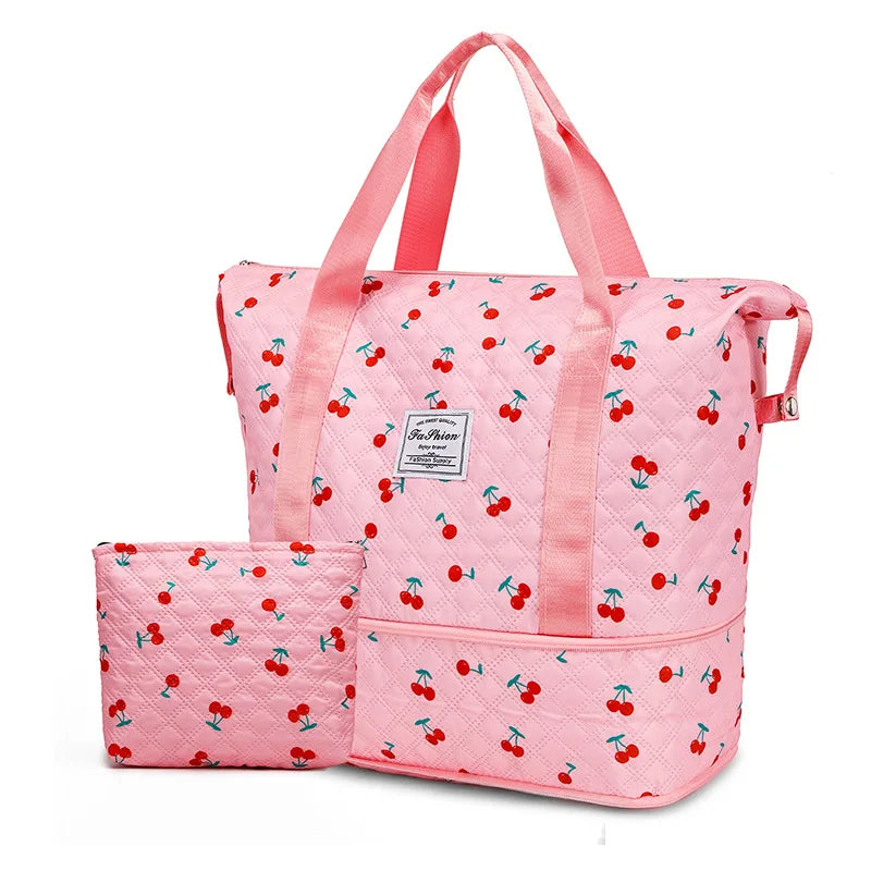 Oxford lightweight large capacity casual tote bag with expansion zipper and multiple pockets - product image