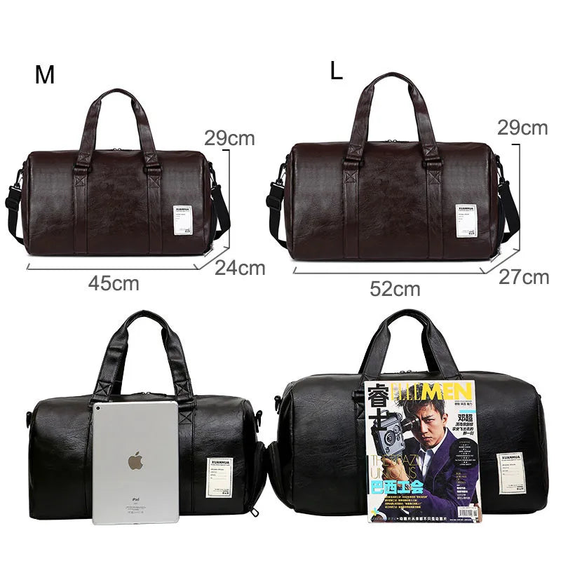 Pu leather waterproof gym bag with independent shoe pocket and multi-compartment design - product image