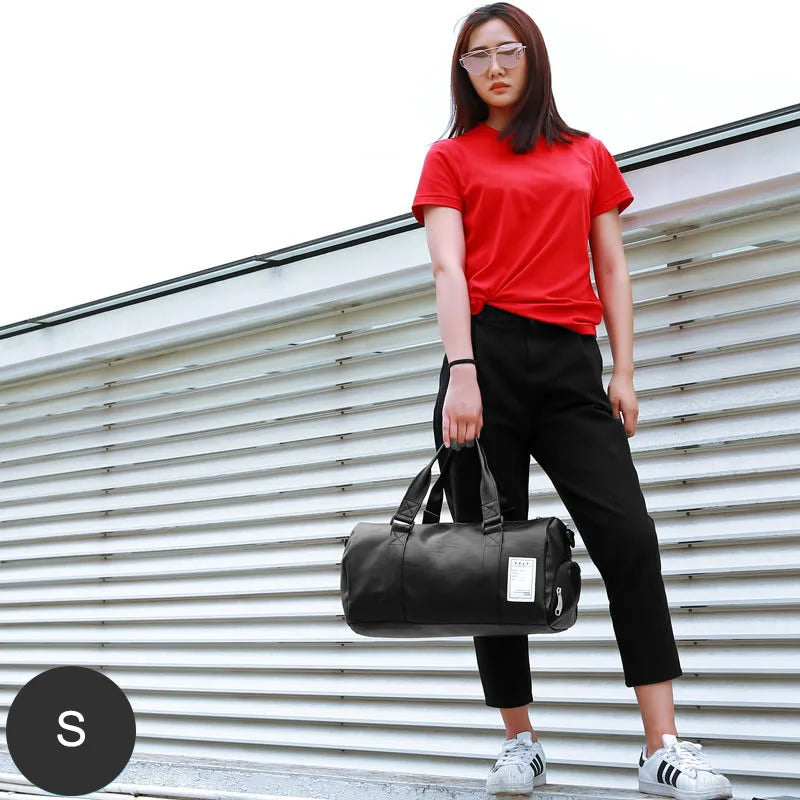 Pu leather waterproof gym bag with independent shoe pocket and multi-compartment design - product image