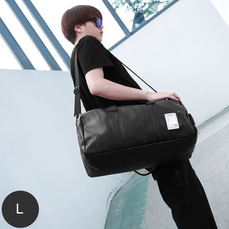 Pu leather waterproof gym bag with independent shoe pocket and multi-compartment design - product image