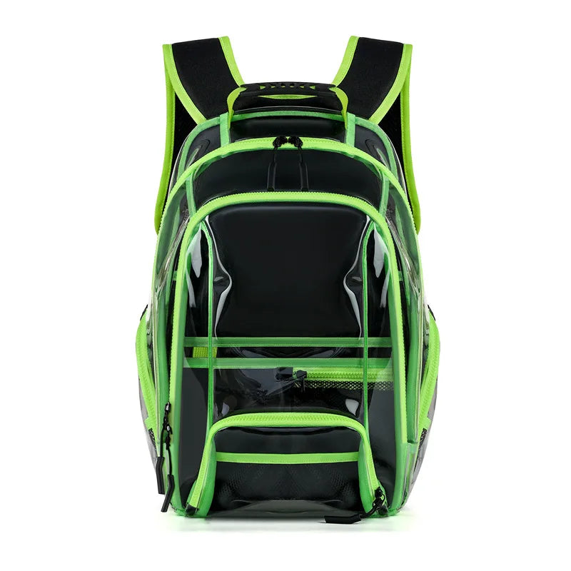 Pvc transparent large capacity multi-pocket waterproof softback backpack with trolley strap - product image
