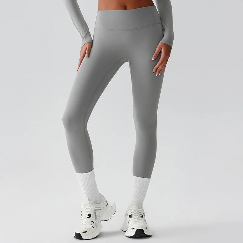 Recycled polyester high waist ankle length nylon yoga leggings - product image
