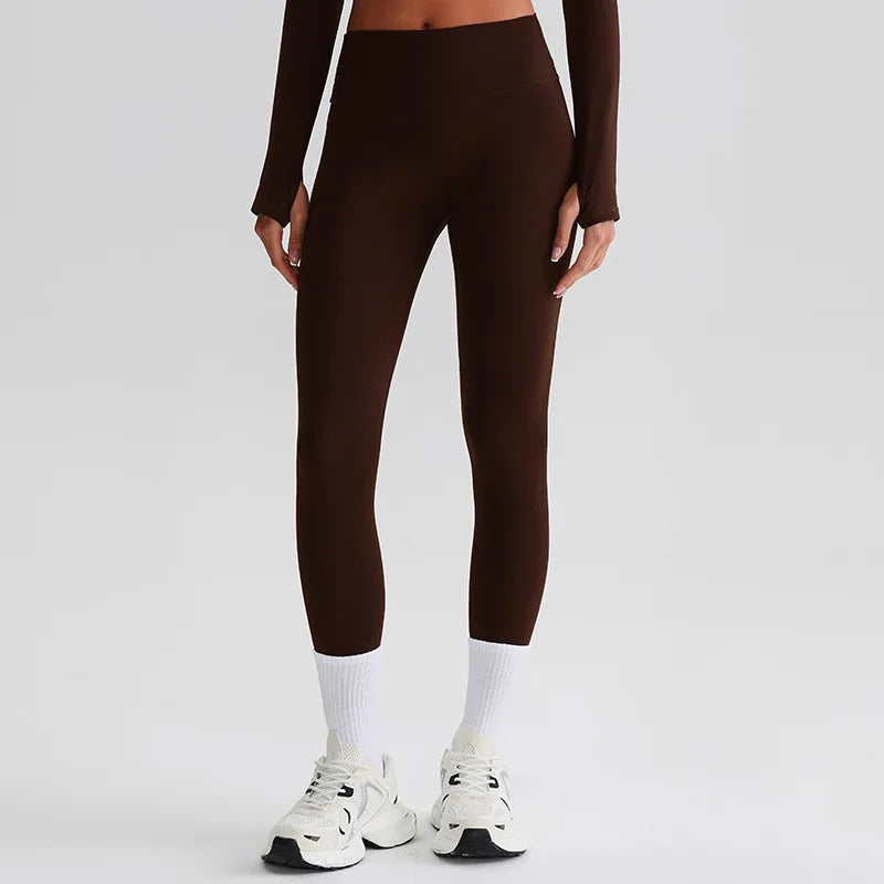 Recycled polyester high waist ankle length nylon yoga leggings - product image