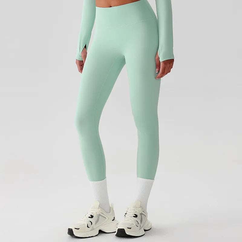 Recycled polyester high waist ankle length nylon yoga leggings - product image