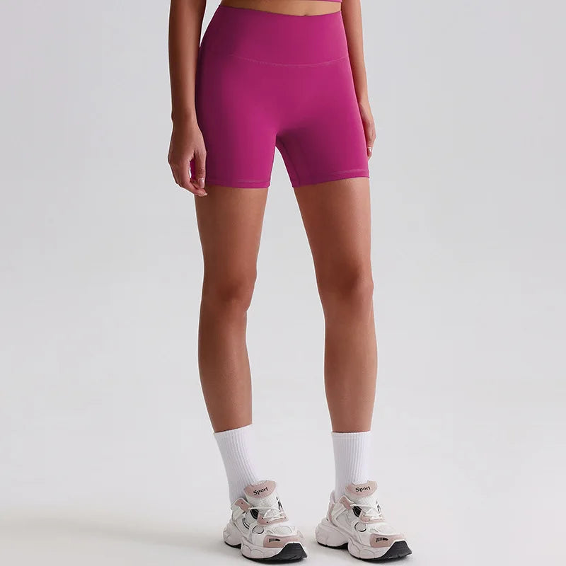Recycled polyester high waist knit nylon workout sport shorts - product image