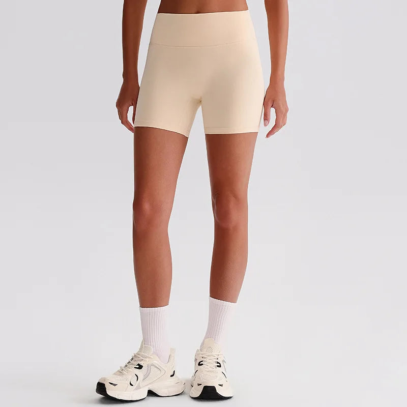 Recycled polyester high waist knit nylon workout sport shorts - product image