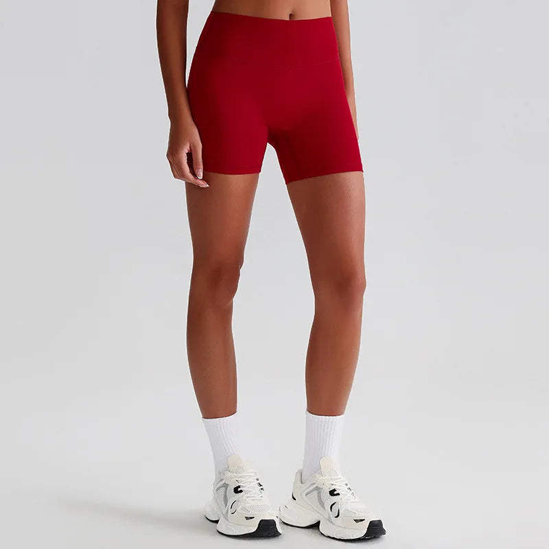 Recycled polyester high waist knit nylon workout sport shorts - product image