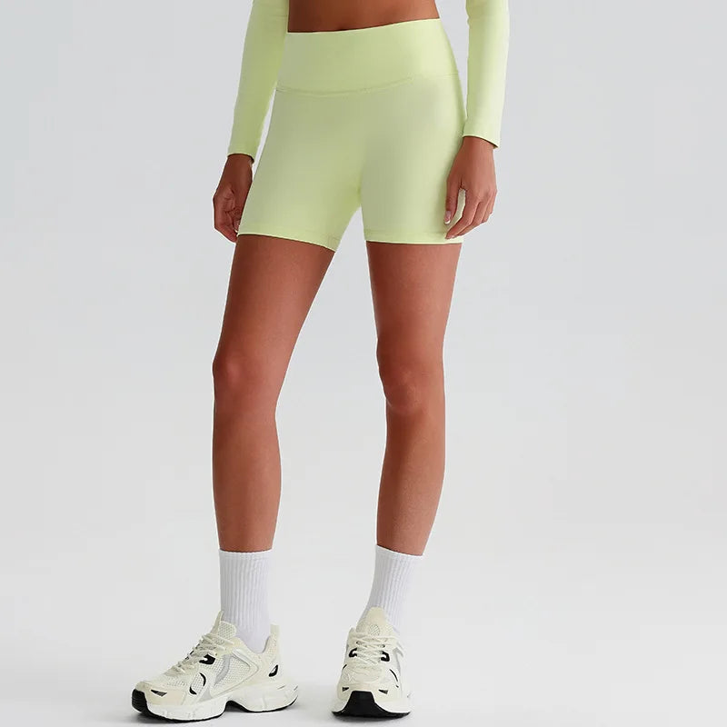 Recycled polyester high waist knit nylon workout sport shorts - product image